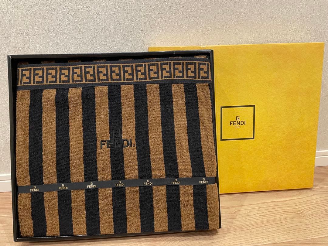 FENDI フェンディ タオルケット ズッカ柄 ズッキーノ 綿100%