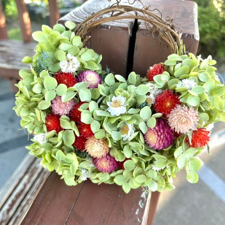 アナベル紫陽花　花畑リース